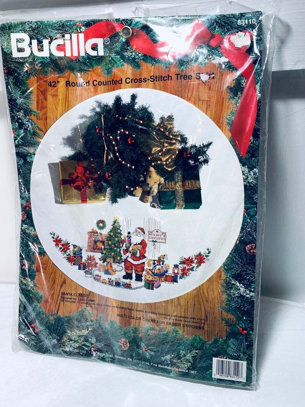 Bucilla 42" Round Tree Skirt Counted Cross Stitch Kit Santa Classic 83110 New
